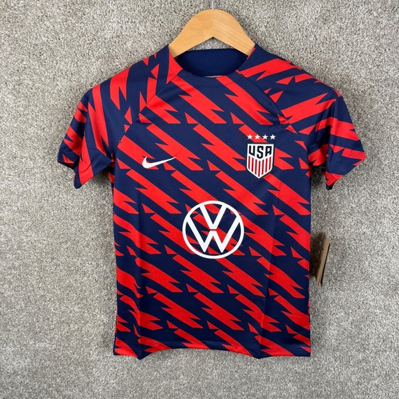 Nike Kids Large USA Soccer USWNT Pre-Match Jersey Navy Red DV1898-689 NEW - Picture 2 of 9